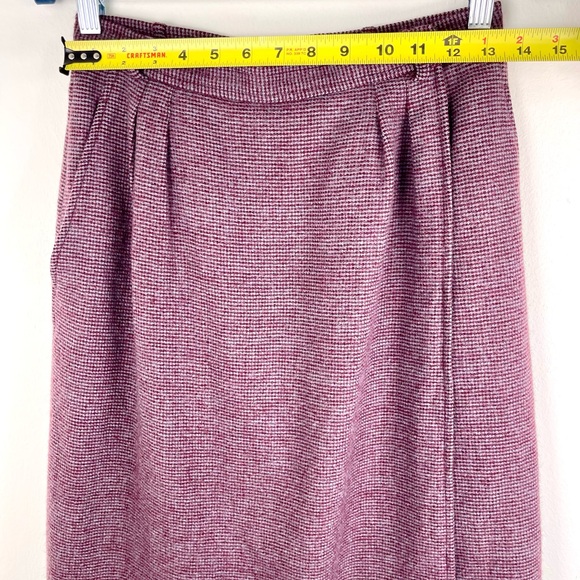 Yves Saint Laurent 70s Vintage Wool Pencil Wrap Skirt YSL Plum FR 40/US 8 Medium - Picture 8 of 12